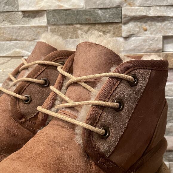Vintage UGG Men’s 9 / Women’s 11 Shearling Chukka Boots | Distressed Chestnut - Picture 11 of 12